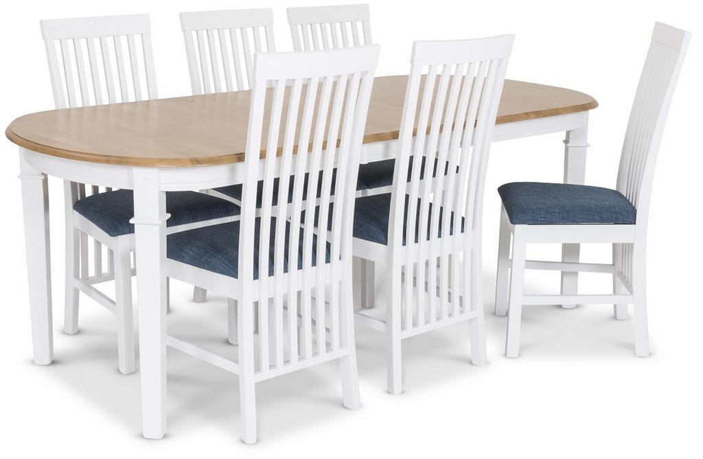 900103 Ramnäs oval table 160 200x95 oak +900176 Vindö chair Blue
